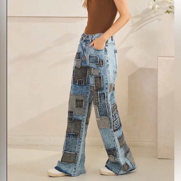 Oli & Hali Blue Patchwork Jeans - Picture 3 of 5